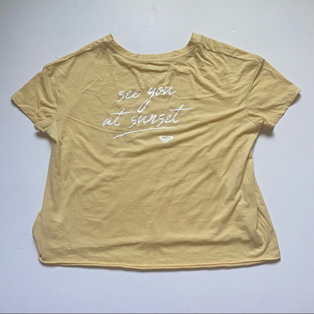 Roxy “See You At Sunset” Yellow Cropped Tee Size L - Picture 3 of 8